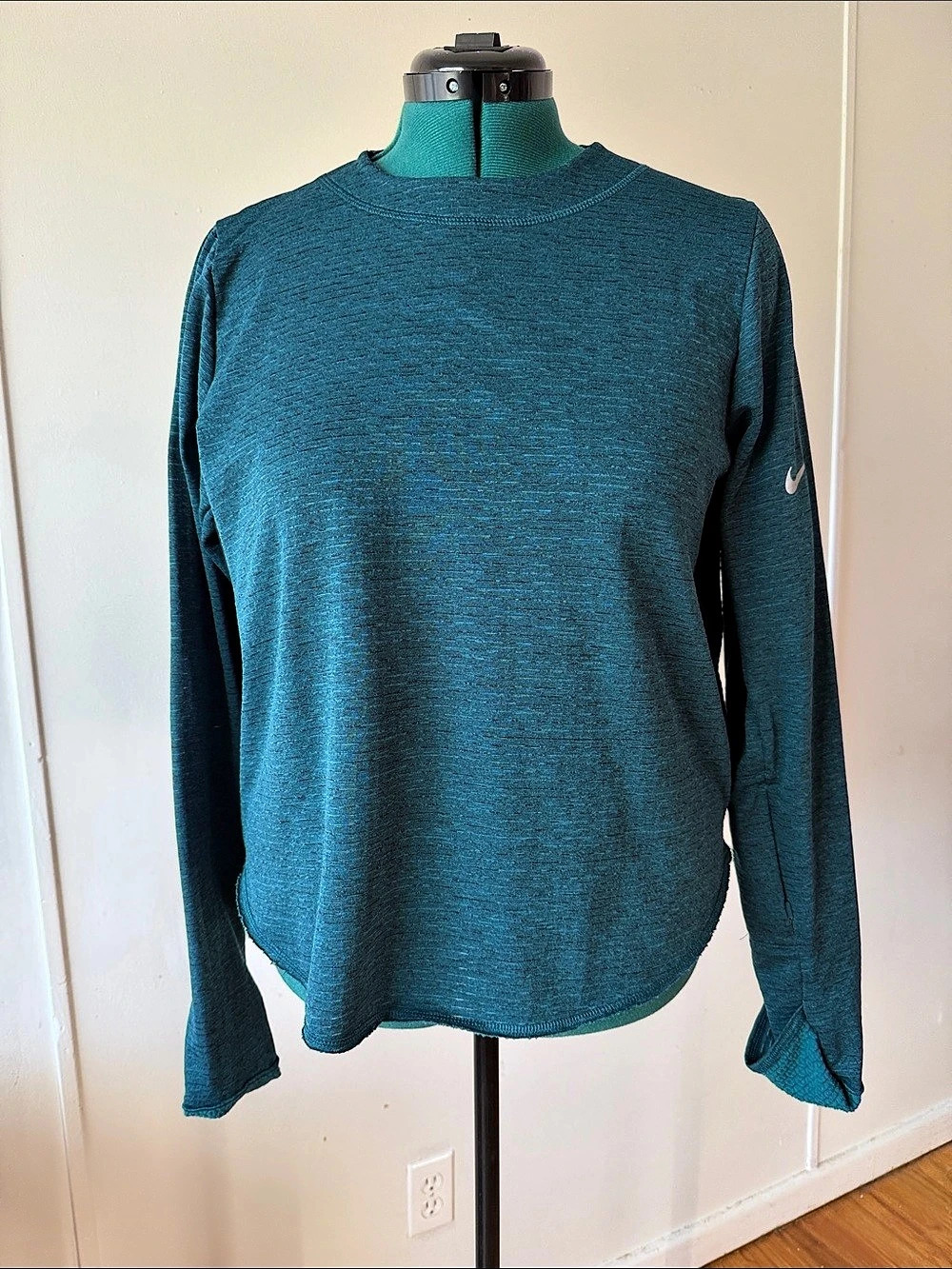 Nike Dri-FIT Running Mock Neck Top Blue/Green Size Large